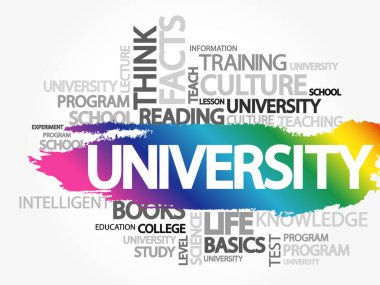 Üniversite kelime bulut kolajı, eğitim konsepti