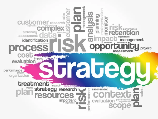 Strategy Wort Cloud Collage Business Konzept Hintergrund — Stockvektor
