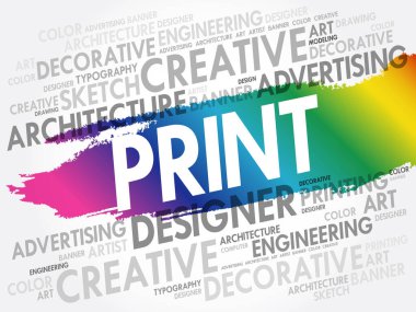 PRINT kelime bulutu, yaratıcı iş konsepti geçmişi