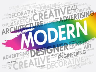 MODERN kelime bulutu, yaratıcı iş konsepti geçmişi