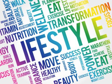 LIFESTYLE kelime bulut, fitness, spor, sağlık konsepti