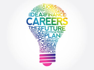 CAREERS ampul kelime bulut, iş konsepti