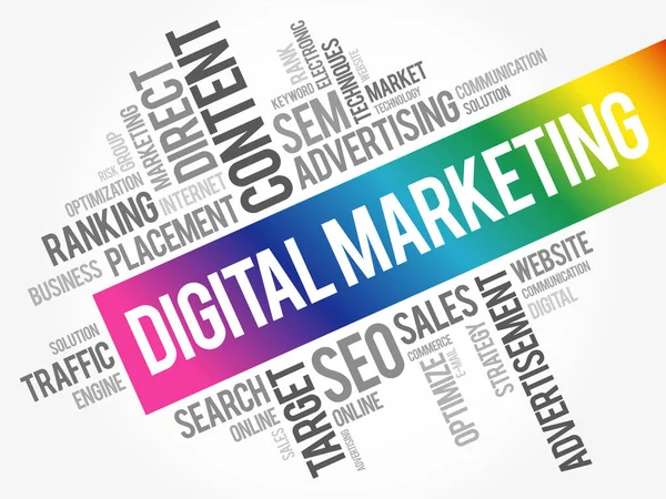 Digital Marketing Word Cloud Concepto Negocio — Vector de stock