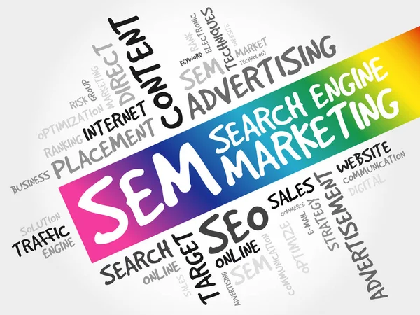 Sem Search Engine Marketing Ord Moln Affärsidé — Stock vektor