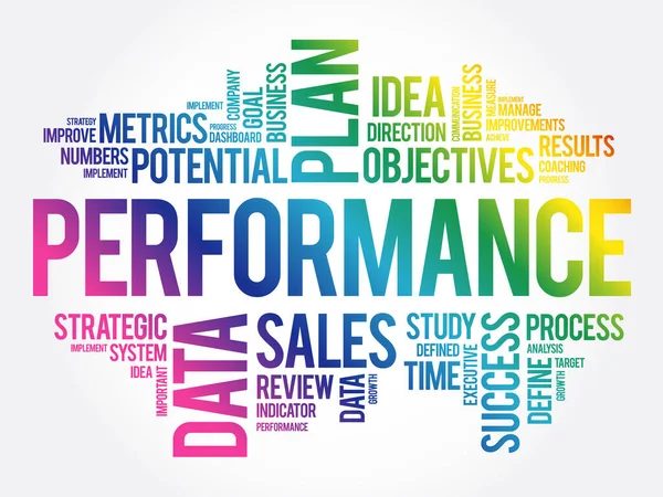 Performance Word Cloud Concetto Business — Vettoriale Stock