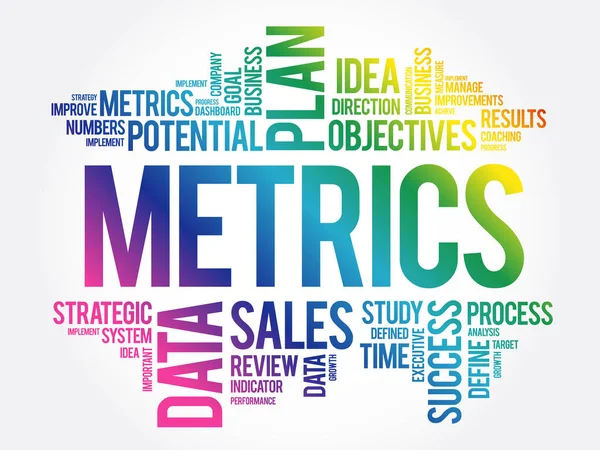 Metrics Ord Moln Affärsidé Bakgrund — Stock vektor