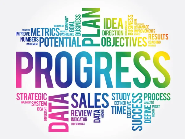 Progress Parola Cloud Collage Business Concept Background — Vettoriale Stock