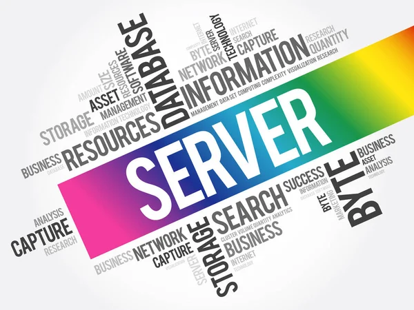 Server Wort Cloud Collage Business Konzept Hintergrund — Stockvektor