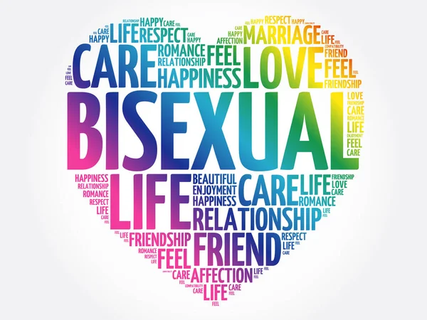 Bisexual Λέξη Cloud Κολάζ Καρδιά Έννοια Φόντο — Διανυσματικό Αρχείο
