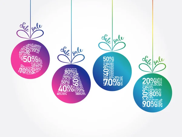 Sale Discount Christmas Balls Advertising Tag Banner — Stock Vector