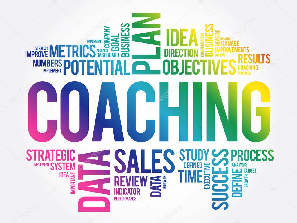 Coaching word cloud, business concept background