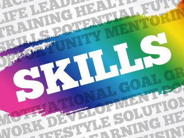 SKILLS kelime bulut kolajı, iş konsepti arka plan