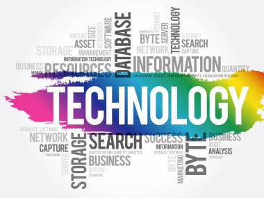 Teknolojik kelime bulut, iş konsepti