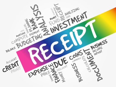 Fiş kelime bulut kolajı, iş konsepti geçmişi