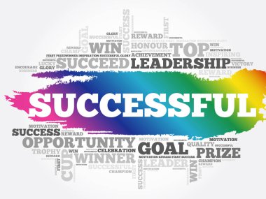 SUCCESSFUL kelime bulut kolajı, iş konsepti arka plan