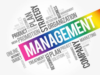 MANAGEMENT kelime bulut kolajı, iş konsepti geçmişi