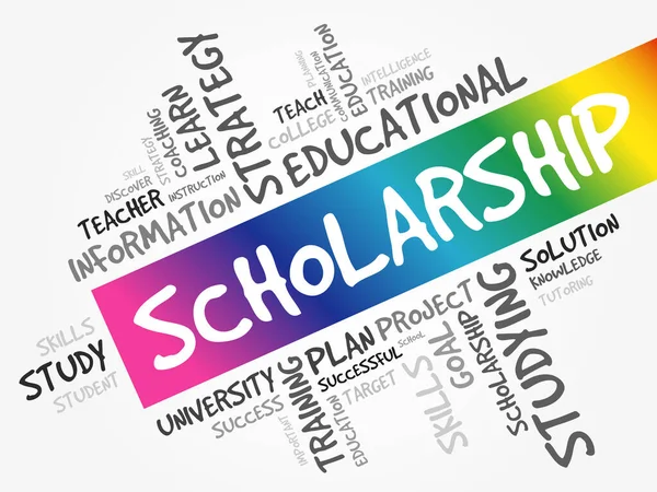 Scholarship Word Cloud Collage Educação Conceito Fundo — Vetor de Stock