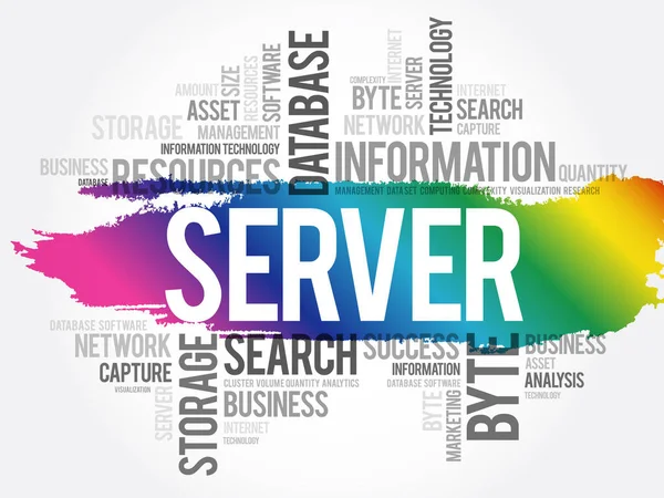 Server Wort Cloud Collage Business Konzept Hintergrund — Stockvektor