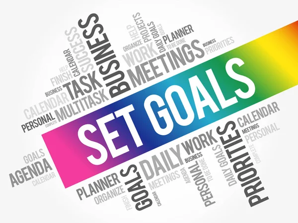 Set Goals Wort Cloud Collage Business Konzept Hintergrund — Stockvektor