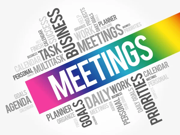 Awan Kata Meetings Latar Belakang Konsep Bisnis - Stok Vektor