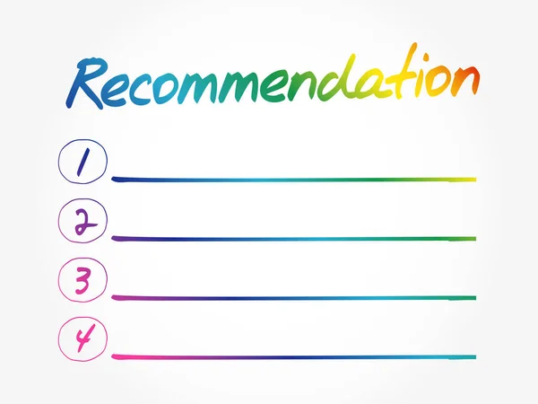 Recommandation Liste Blanche Contexte Concept Entreprise — Image vectorielle