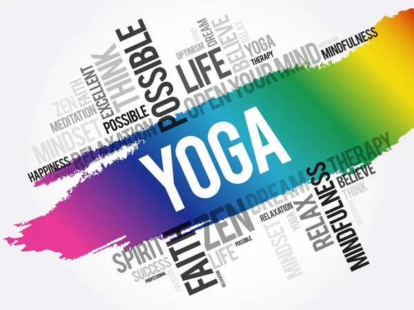 Yoga Palabra Nube Collage Concepto Fondo — Vector de stock