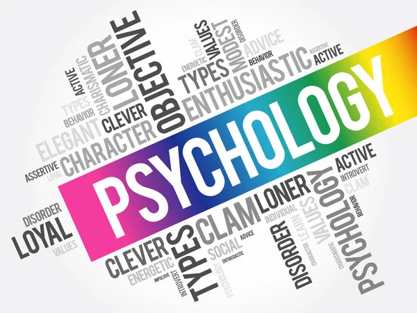 Psikoloji Kelimesi Bulut Kolajı Sosyal Sağlık Konsepti Geçmişi — Stok Vektör