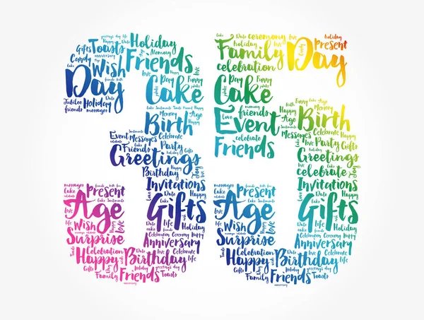 Happy 35Th Birthday Word Cloud Collage Concept — Stock Vector