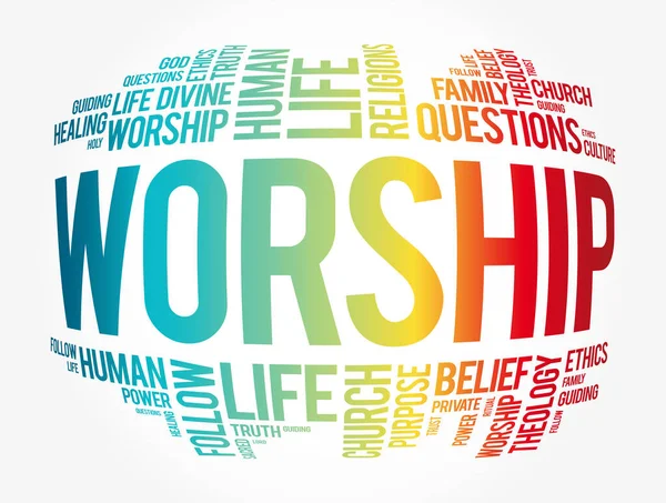 Worship Word Cloud Collage Social Concept Background — Stock Vector