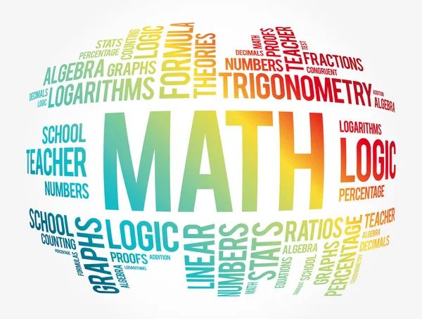 数学单词云拼凑 教育概念背景 — 图库矢量图片