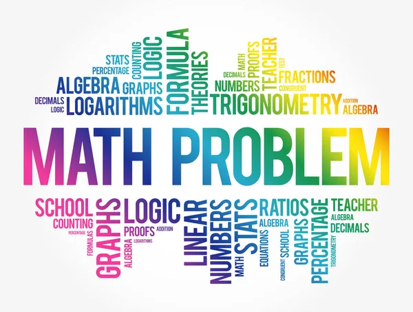 Matemática Problema Palavra Nuvem Colagem Educação Conceito Fundo — Vetor de Stock