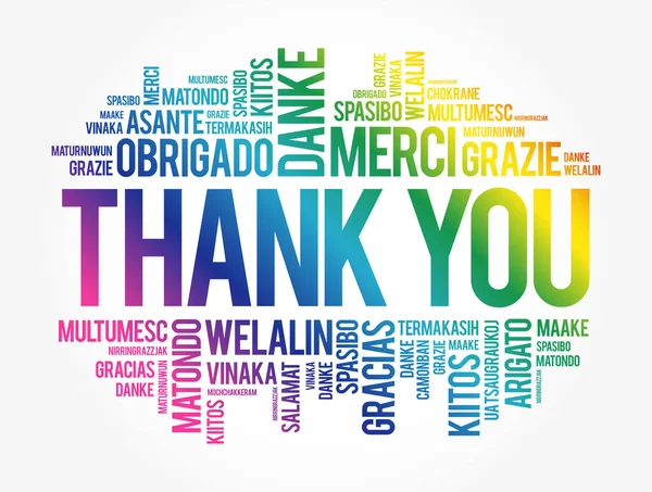 Dank Word Cloud Achtergrond Alle Talen Meertalig Voor Onderwijs Dankdag — Stockvector