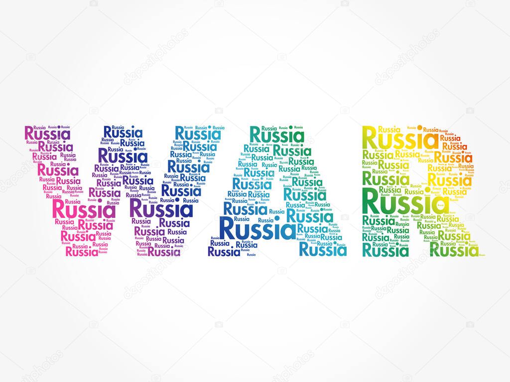 Russia War Terrorism concept word cloud vector background