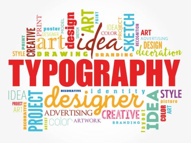 TYPOGRAPHY kelime bulut kolajı, yaratıcı konsept arka plan