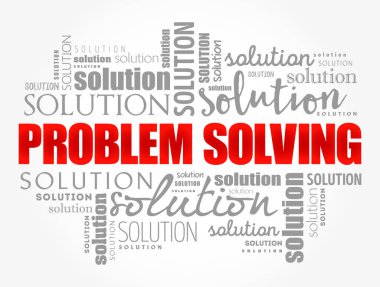 Problem çözme yardım kelime bulutu kolaj, iş kavramı arka plan