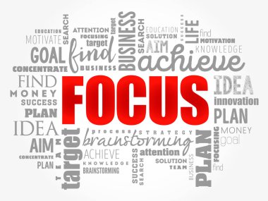 FOCUS kelime bulut kolajı, iş konsepti geçmişi