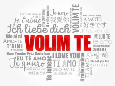 Volim te (ı Love You Hırvat içinde) kelime bulutu arka plan, dünyanın farklı dillerde