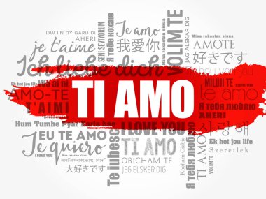 Ti amo (ı Love You İtalyanca) dünyanın, kelime bulutu arka plan farklı dillerde