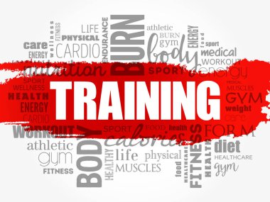 Eğitim sözcükleri bulut, fitness, spor, sağlık konsepti