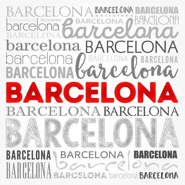 Barcelona Papel Parede Nuvem Palavra Fundo Conceito Viagem —  Vetores de Stock
