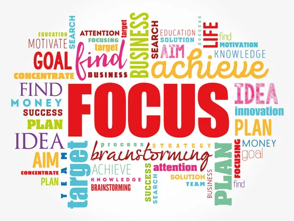FOCUS kelime bulut kolajı, iş konsepti geçmişi