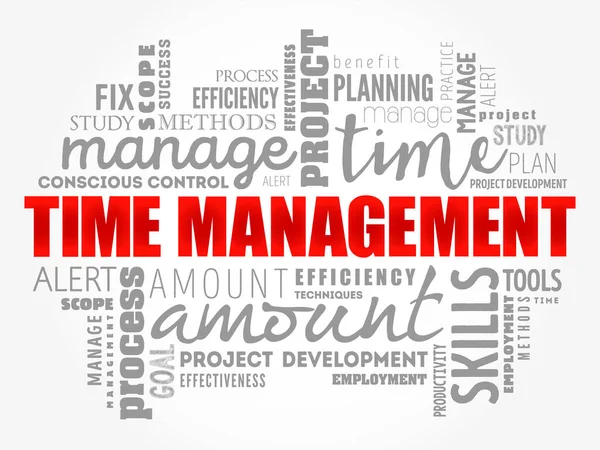 時間管理ワードクラウドコラージュ ビジネスコンセプトの背景 — ストックベクタ