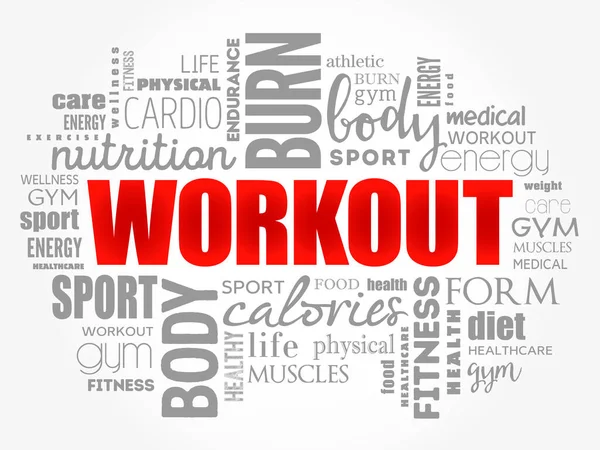 Workout Szó Felhő Fitness Egészségügyi Koncepció — Stock Vector