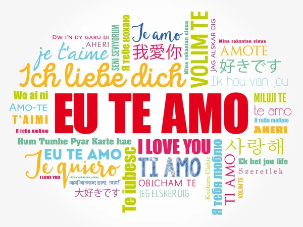 Amo Miluji Portugalštině Různých Jazycích Světa Slovo Cloud Pozadí — Stockový vektor
