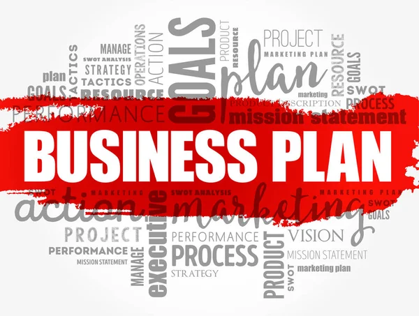 Business Plan Mot Nuage Collage Concept Entreprise Arrière Plan — Image vectorielle