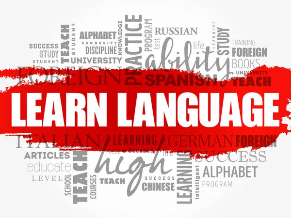 Aprender Idioma Nuvem Palavras Conceito Negócio Educação — Vetor de Stock