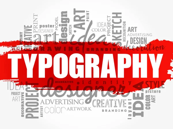 Typography Wort Wolke Collage Kreatives Konzept Hintergrund — Stockvektor