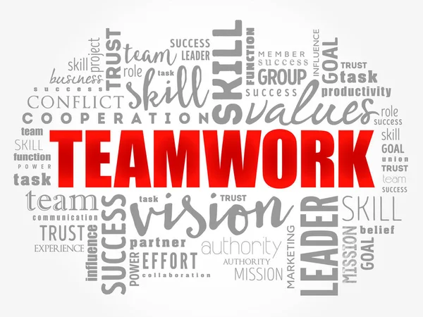 Teamwork Word Cloud Collage Business Concept Background — Stock Vector