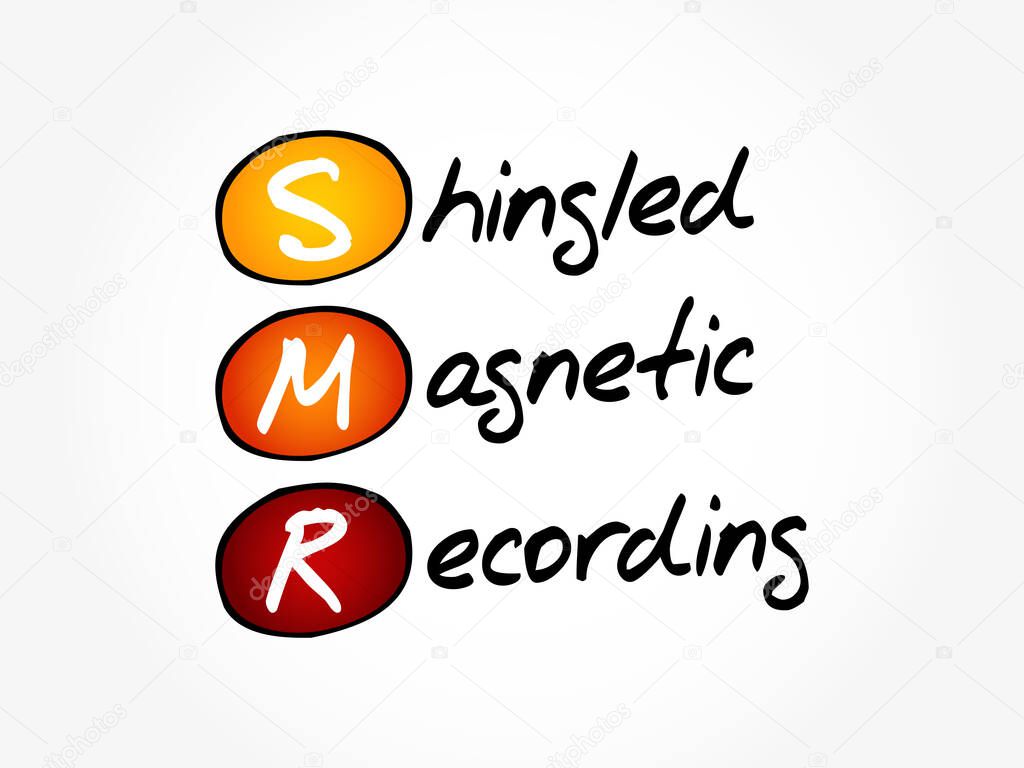 SMR - Shingled Magnetic Recording acronym, technology concept background