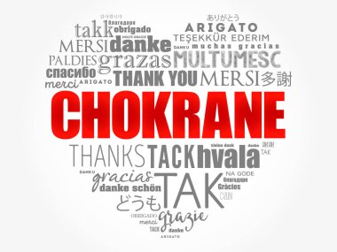 Chokrane (Arapça Teşekkür ederim - Orta Doğu, Kuzey Afrika) kalp bulutunu farklı dillerde sever